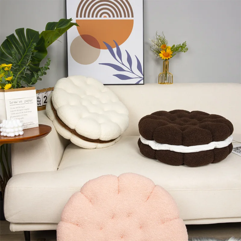 simulation-biscuit-lamb-wool-seat-cushion-soft-support-pillow-sofa-bed-lumbar-throw-pillow-bedside-cozy-playful-essential-accent