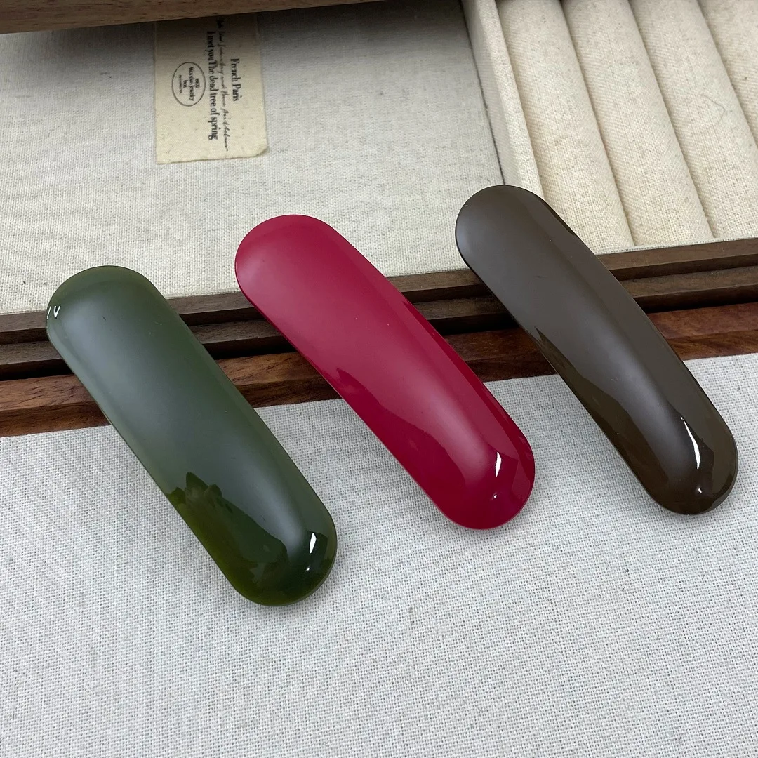 Simple Retro Pure Color 8.5CM Oval Spring Clip Fashion Acetate Bangs Clip Top Clip Hair Accessories For Woman Girls