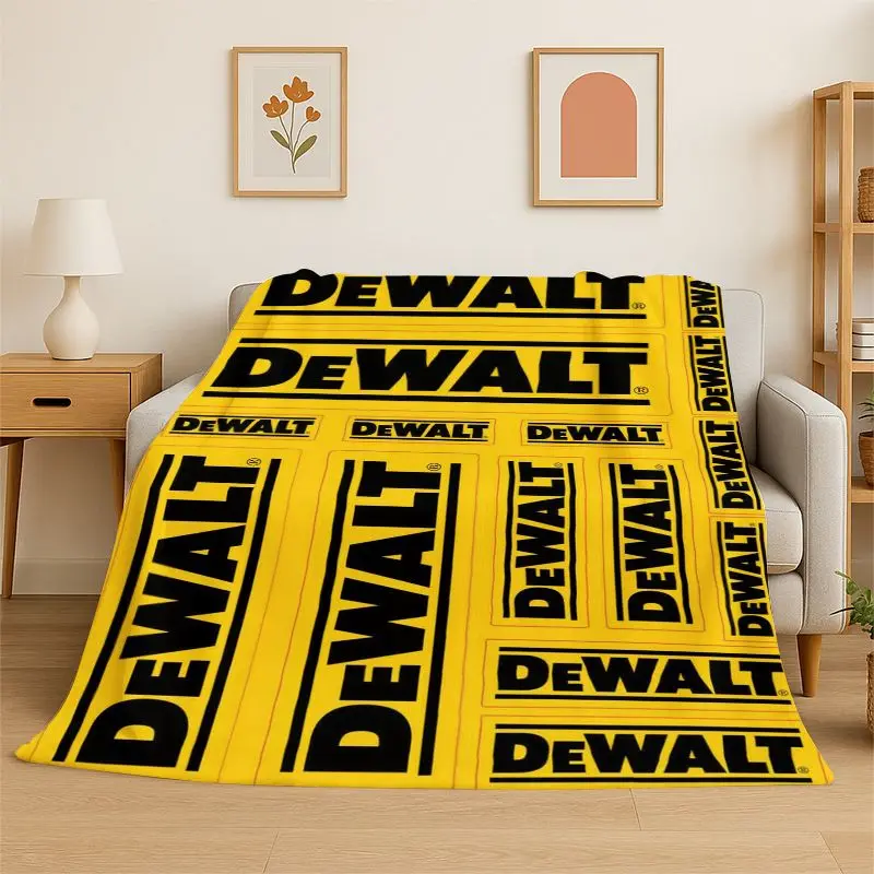 Retro D-DEWALT Electric Tools Logo Soft Flannel Throw Blanket,Warm Cozy Blanket for Bed,Couch,Sofa,Bedroom,Living Room,Camping