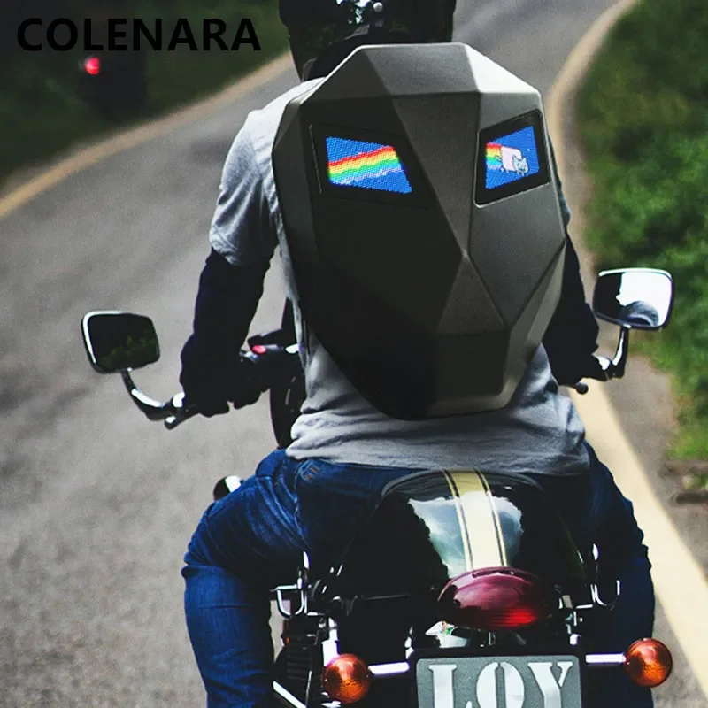 COLENARA Men's Backpack PC Hard Shell Shoulder Bag LED Outdoor Riding Bag Helmet Bag 15.6 Inch Laptop Women's School Bag