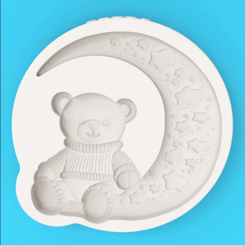 【Star and Moon Sweater Bear Silicone Baking Mold】Cute Moon and Star Bear-Shaped Chocolate Candy Fondant Decoration Mold - view 4
