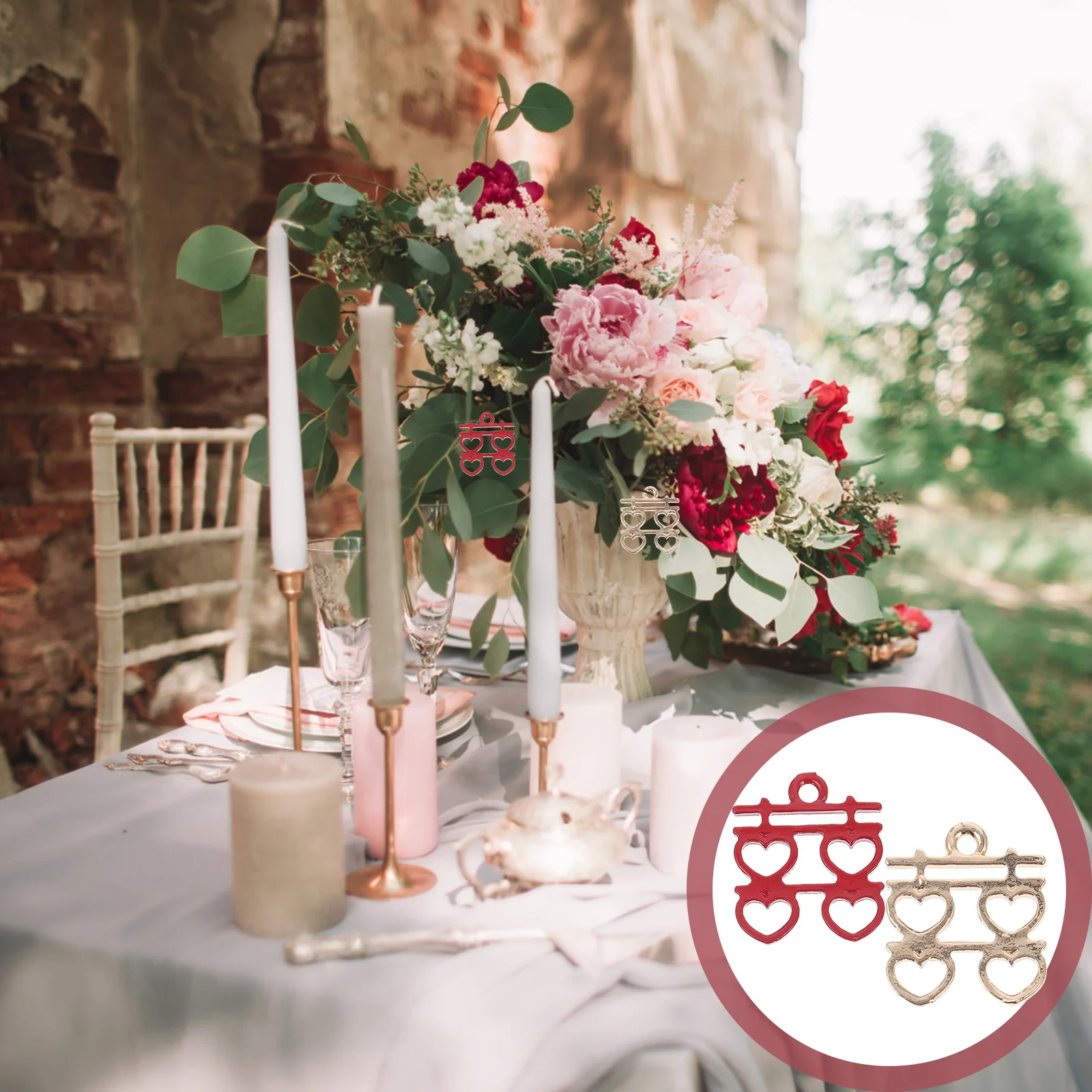 

60Pcs Wedding Pendant Chinese Alloy Charms Romantic DIY Hanging Decoration Sweet Marriage Craft Ornaments