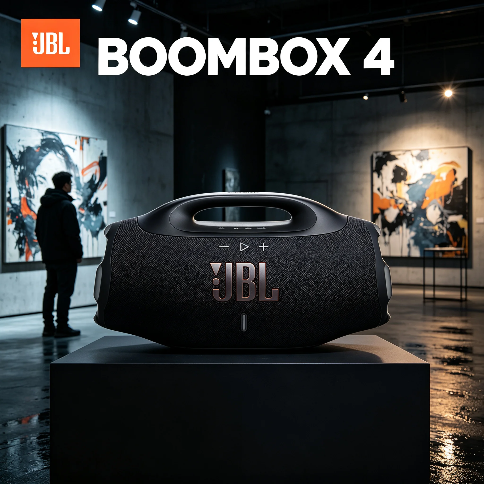 Jbl Speaker Go 4 - JBL BOOMBOX 4 ลำโพงบูมบ็อกซ์ไร้สายที่ทนทาน, ลำโพงวูฟเฟอร์คู่และทวีตเตอร์คู่, ให้เสียงที่มีความเพี้ยนต่ำ,