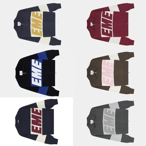 Calle americana Harajuku empalmado ​ ​ Suéter de punto con cremallera para hombre y mujer, suéter informal a la moda, Bordado de letras American Y2k