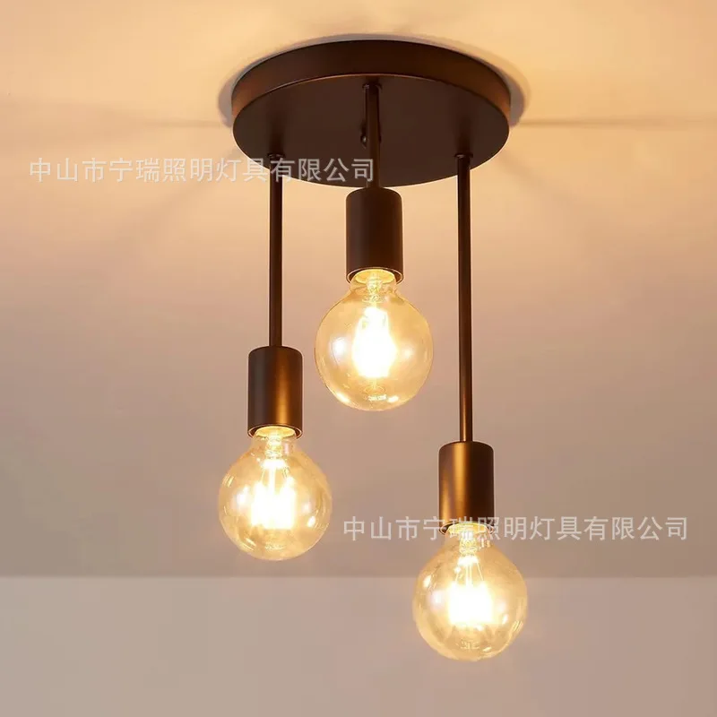 

Modern Iron Light Fixtures Industrial Chandelier Minimalist 3 Heads Living Room Dining Bedroom Kitchen Straight Pipe Chandelier