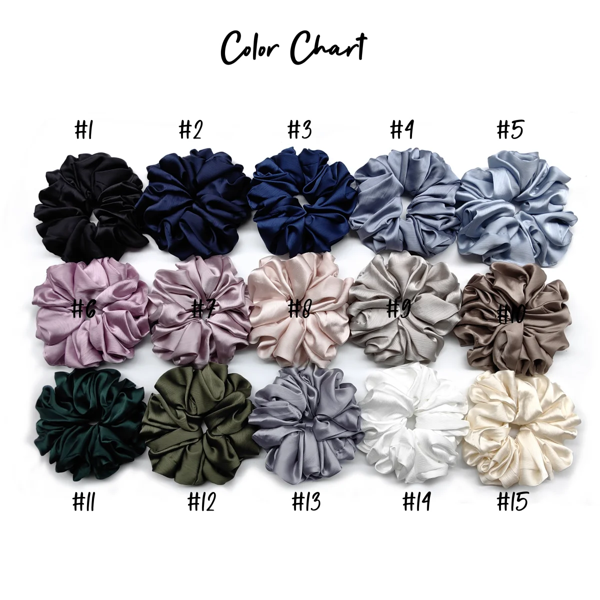 15 Colors Big Size Crepe Satin Scrunchies Muslim Women Custom Elastic Volumizing Oversized Neat stitching Bunch Hair Tie