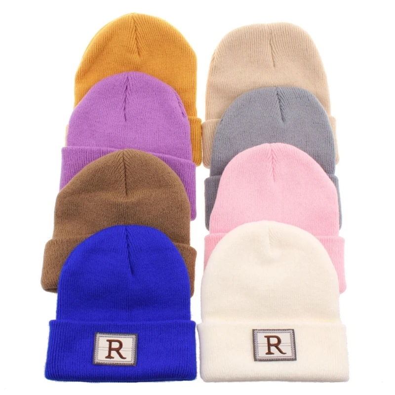 Knitted Skull Hat Labeling Patched Baby Hat Warm Comfortable Headdress Dropshipping