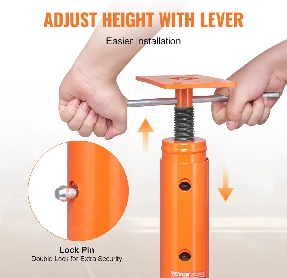 مقبس أرضي بوزن 18000 رطل، ارتفاع قابل للتعديل 19-36 بوصة، عمود دعم تصغير فولاذي للبناء #5