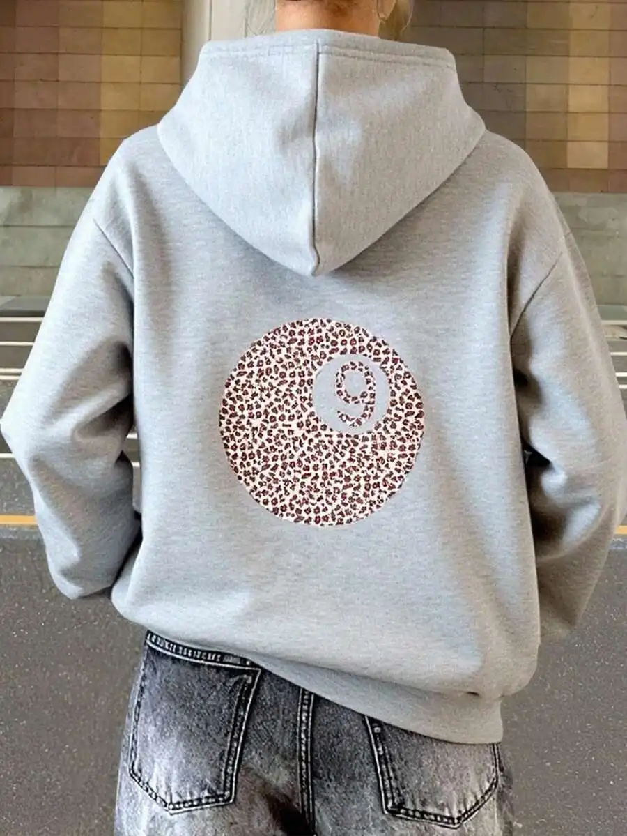 

Оверсайз худи для подростков, с леопардовым принтом и круговым узором, повседневная уличная одежда, с толстой термоизоляционной подкладкой