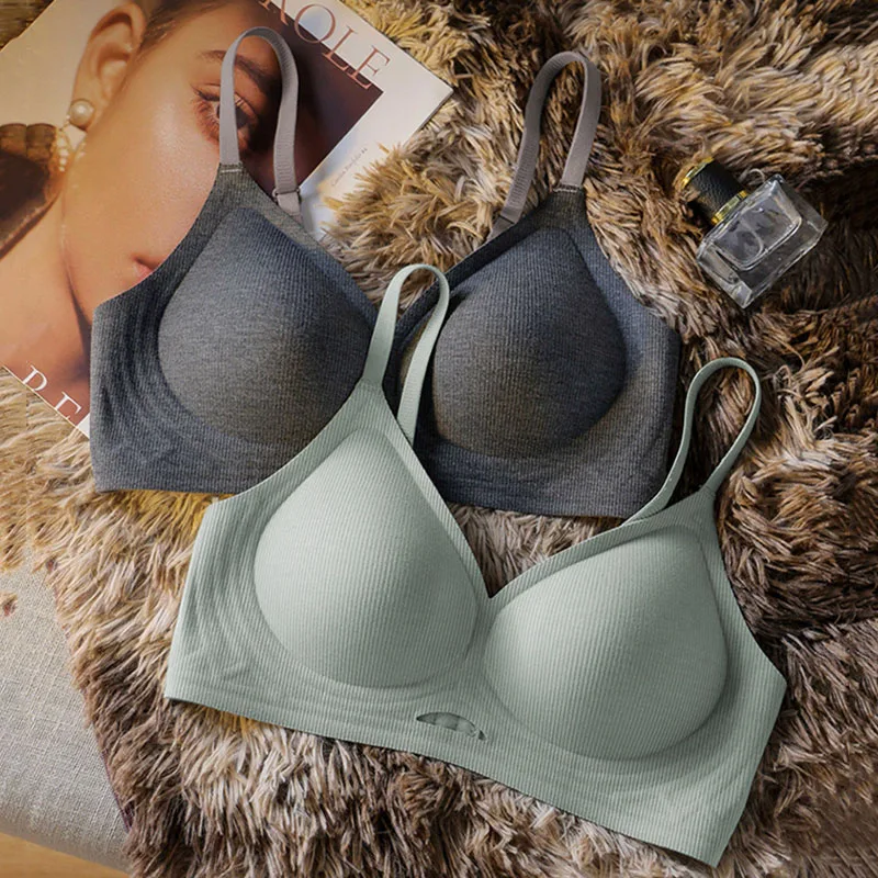 

Women Seamless Underwear Fixed cup Small Breasts Anti Sagging Bra Sexy Comfortable Wireless Hollow Brassiere New Lingerie