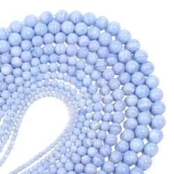 Natural Stone Beads 4/6/8/10/12mm Light Purple Agate Round Spacer Bead for Jewelry Making DIY Bracelets Necklace Accessories
