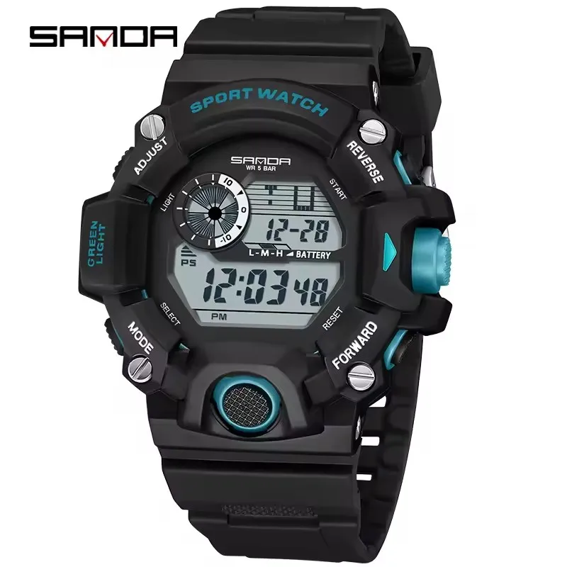 Reloj SANDA 326 con movimiento Digital electrónico para hombre, pantalla luminosa, esfera, deportes de ocio al aire libre, reloj resistente al agua para hombre