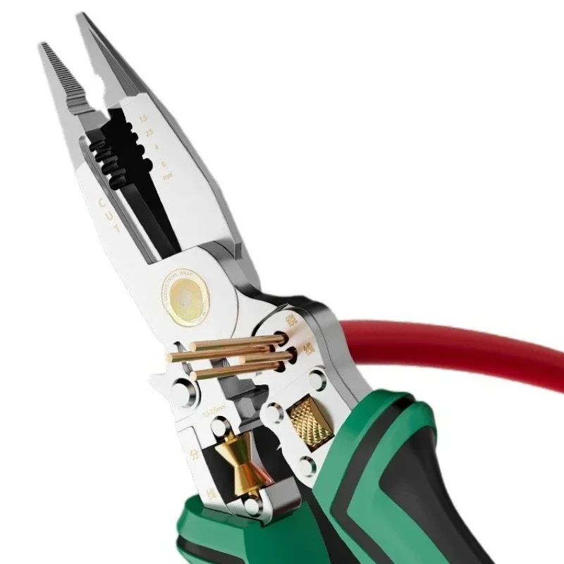 Multifunctional wire stripping pliers, special for electricians, new ten-in-one industrial grade pliers with measuring electri