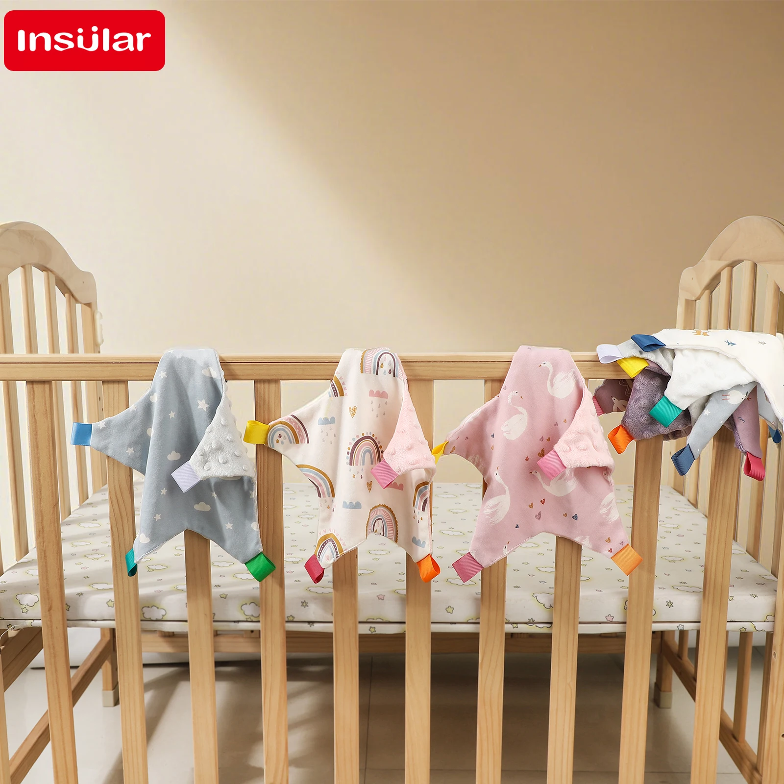 INSULAR Infant Handkerchief Label Sleep-aid Towel Comfortable Baby Soothing Blanket Double-sided Newborn Appease Washrag 0-1Y