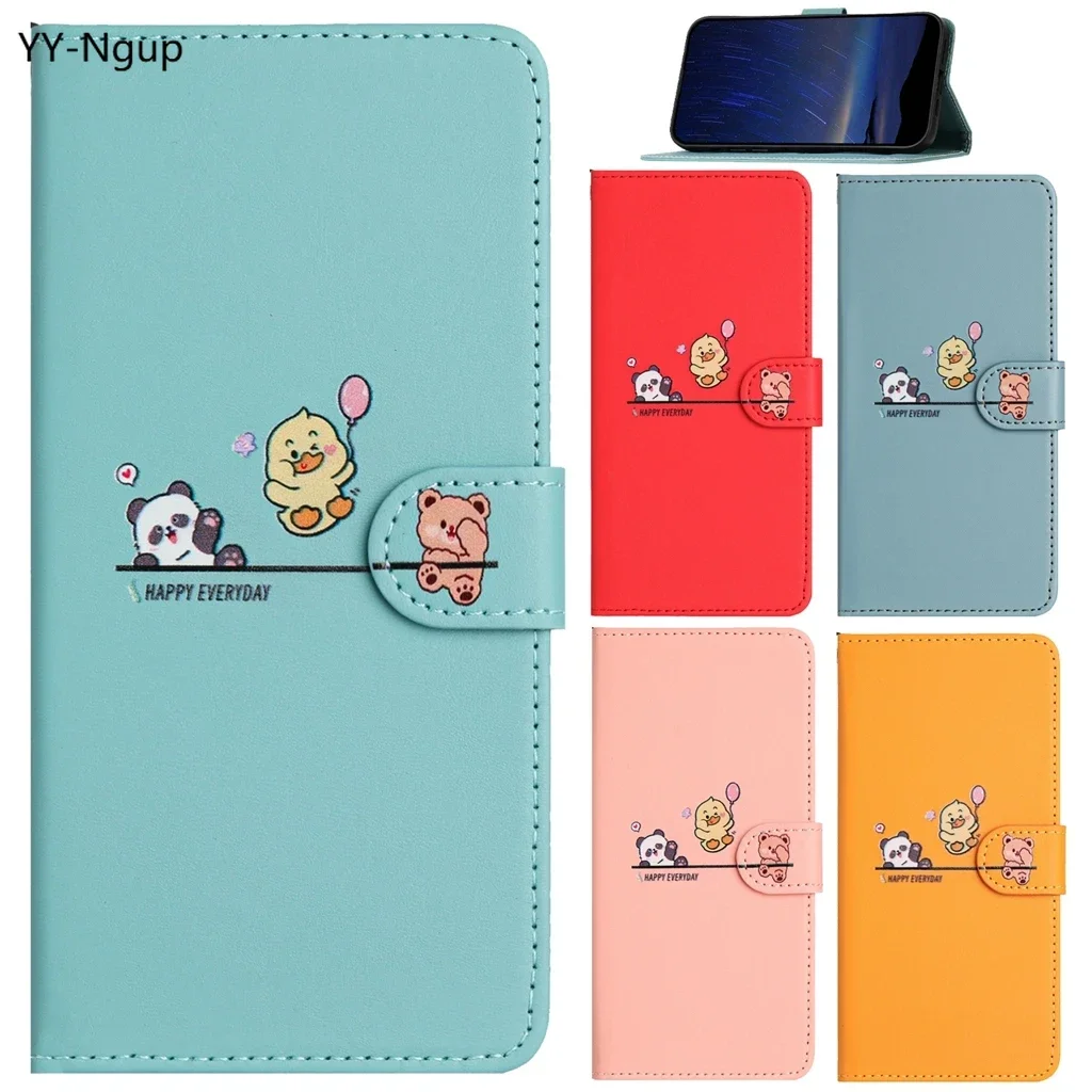 3D Animal Phone Case for Funda iPhone 15 16 14 13 12 11 Pro Max  X XS XR 6 7 8 Plus SE SE4 Cases Leather Wallet Flip Cover Women