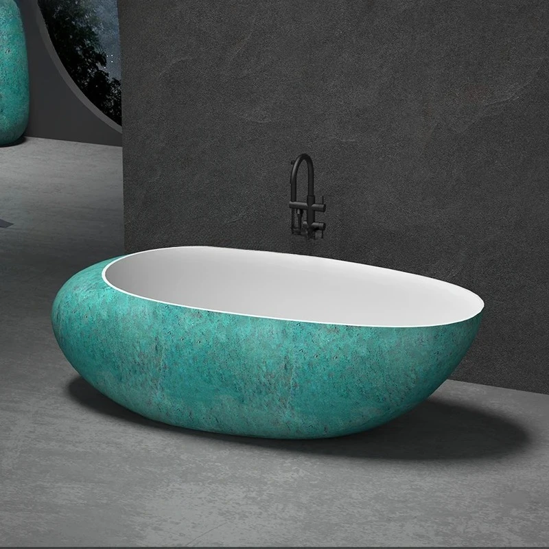 

Free-standing artificial stone bathtub Household oval double couple antique hotel bathtub