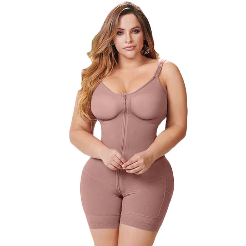 Women Zipper Fajas Shapewear High Waist Bodysuit With Bra Seamless Butt Lifter Bodyshaper Waist Trainer Tummy