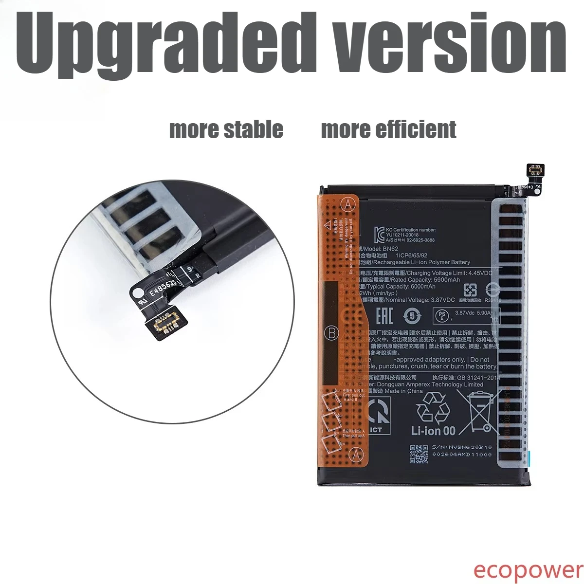 6000mAh Fast Shipping Brand New Battery BN62 For Xiaomi  POCO M3 Redmi Note 9 4G  Redmi  9T 4G Phone Premium Replacement Battery