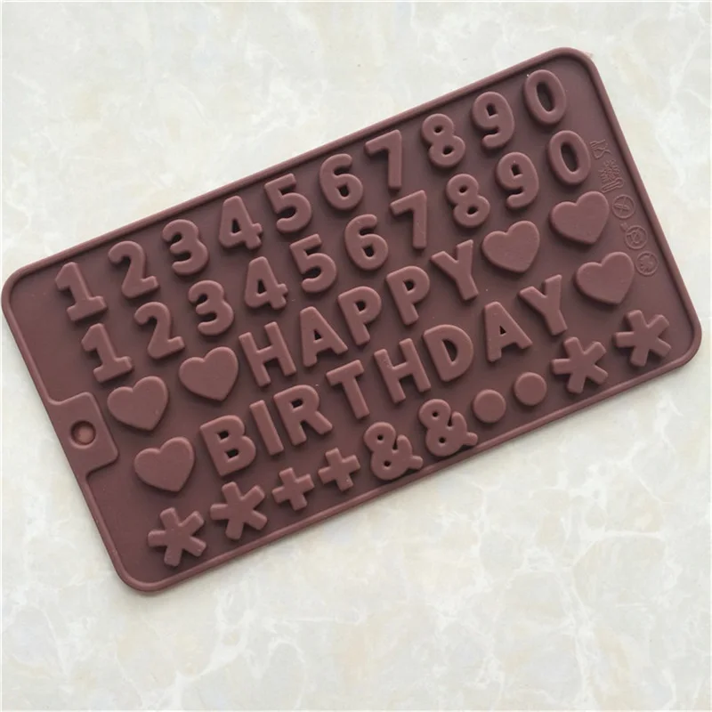 Food Grade Silicone Happy Birthday Chocolate Chips Fondant Molds Fire Paint Wax Standing Molds