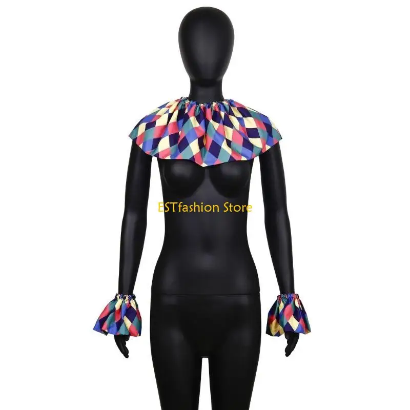 y5gc-clown-costume-collar-shawl-and-wrist-cuffs-set-for-halloween-party-adult-child