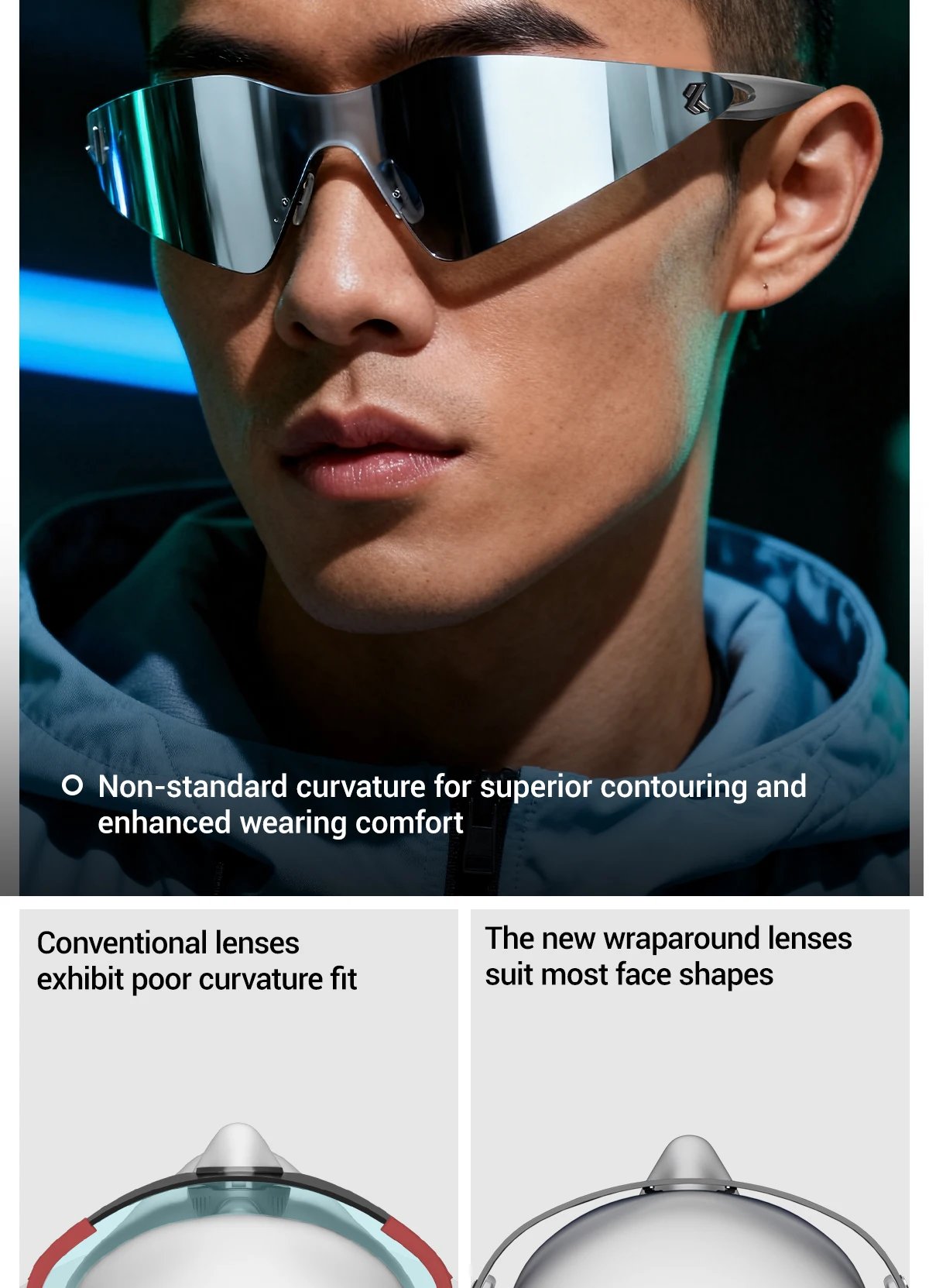 Kapvoe Fahrradbrille, photochrome Sonnenbrille, UV400, für Damen, Outdoor-Sport, Wandern, Laufen, leicht, MTB, Fahrrad, Baseball, Brillen – Detail 3
