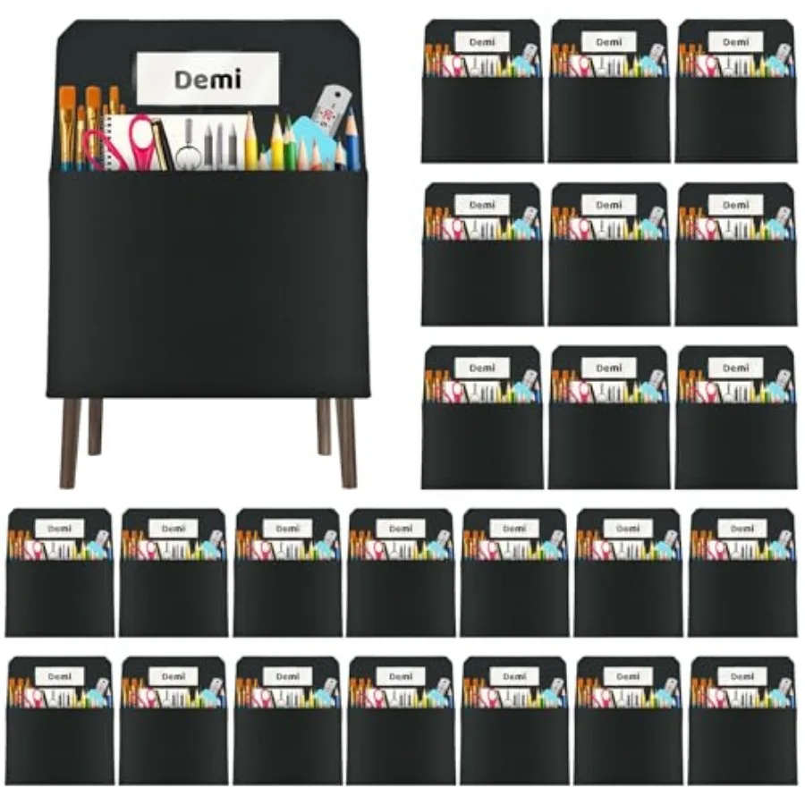 24 Pack Chair Pockets for Classrooms, 16 x 19 inch Pocket Chart Back of Chair Organizer for with Name Slot, Seat Sacks for Clas
