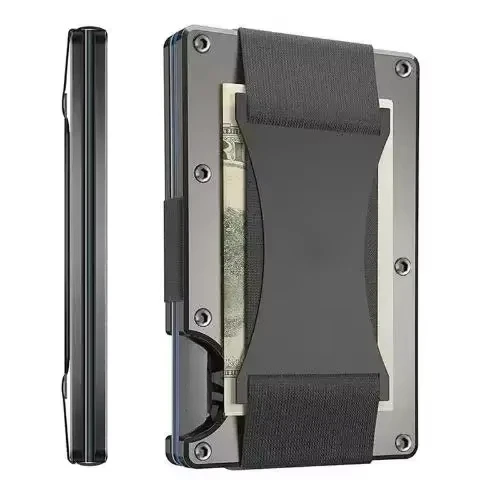 anlyxi Minimalistische, schlanke, intelligente Geldbörsen aus geschmiedeter Kohlefaser für Herren, Cashback-Kreditkartenetui, luxuriöse Aluminium-Geldbörse, RFID-Geldklammer 7