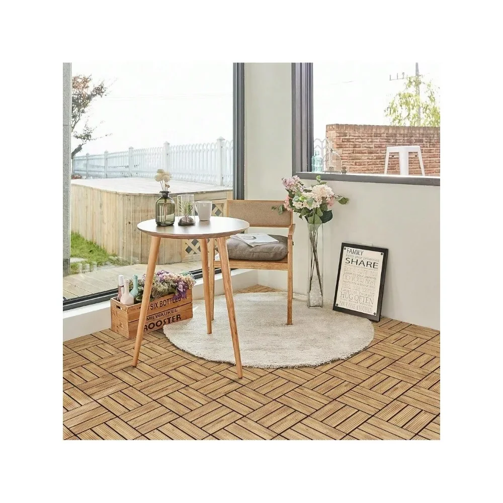 

Outdoor Waterproof Interlocking Wood Flooring 1PCS 12"X12" Patio Waterproof Wood Floor for Porch Poolside Balcony Backyard