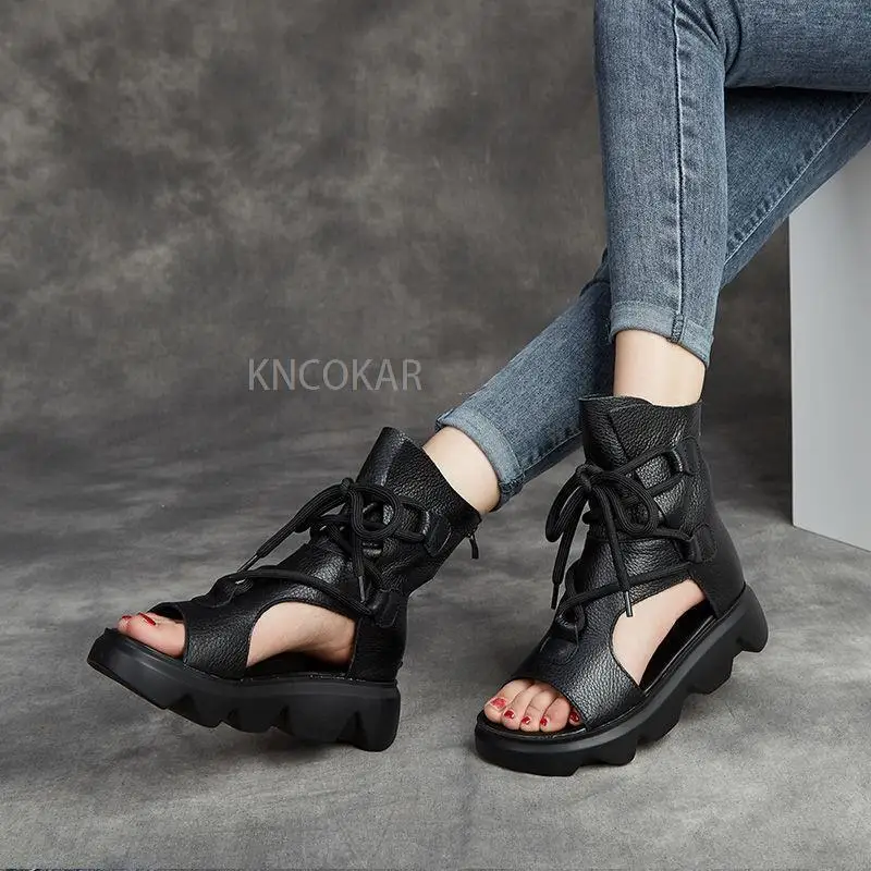 2025 Women Summer Sexy Wedge Platform Sandals Female Casual INS Heel Shoes Cross Straps Shoes Ladies Fashion Outdoor Footwear