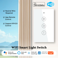 Tuya WiFi Dimmer Switch EU/US Neutral Wire Required Smart Light Touch Wall Switch Smart Life APP Remote Works with Alexa Google