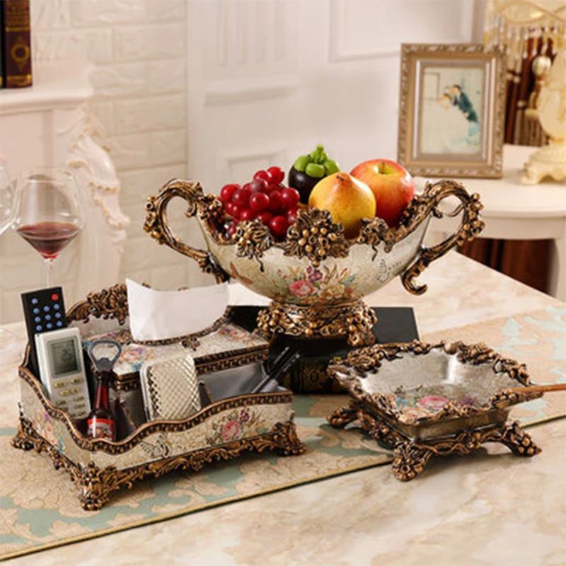 Household Fruit Plate Three-piece Set, Coffee Table Snack Plate, Multi-function Compartmentalized Dried Fruit Plate Large