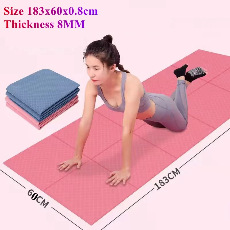 أضعاف المحمولة 183x60 سنتيمتر اليوغا مات 8 مللي متر سميكة اليوغا حصيرة المضادة للانزلاق ممارسة اليوغا بيلاتيس بساط جمباز الرياضة اللياقة البدنية الراحة #1