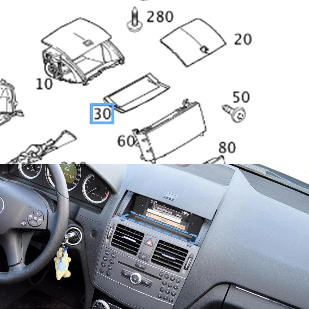 W204 車のフロントダッシュボード表示画面トレイクッションカバー