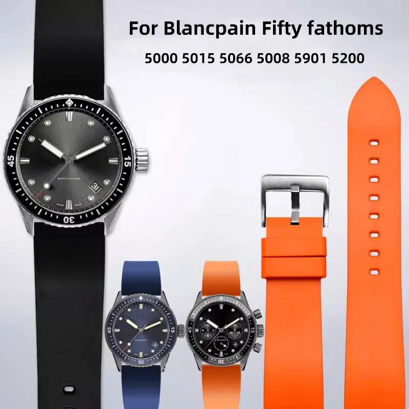 20mm 22mm 23mm For Blancpain Fifty Fathoms 5000 5015  Waterproof Rubber Watchband for Rolex SEIKO IWC OMEGA Silicone watch strap