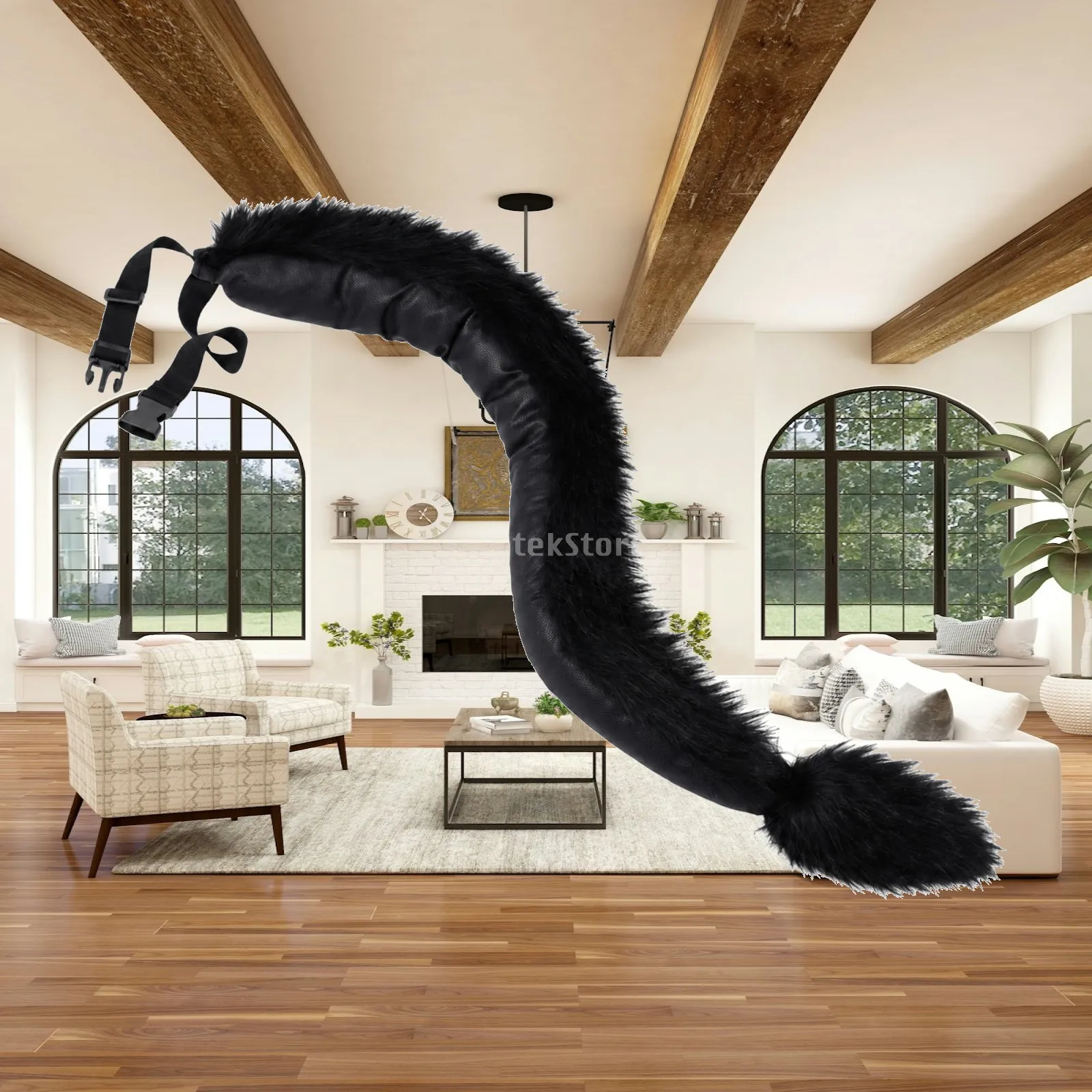 Soft Costume Tail with Adjustable Waist Belt Playful Plushy Costume Tail with Buckle Belt-One Size Realistic for Cosplayers