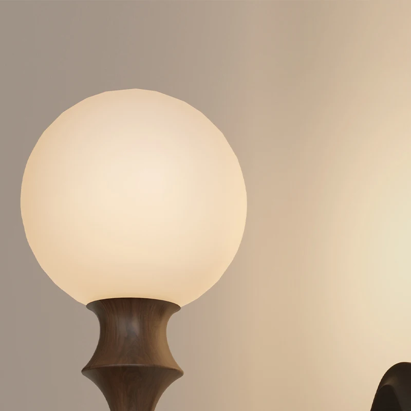 Wabi sabi Solid Wood Wall Lamp With Glass Lampshade for Bedroom Bedside Lights Dining Room Living Room Aisle Indoor Lighting image 5