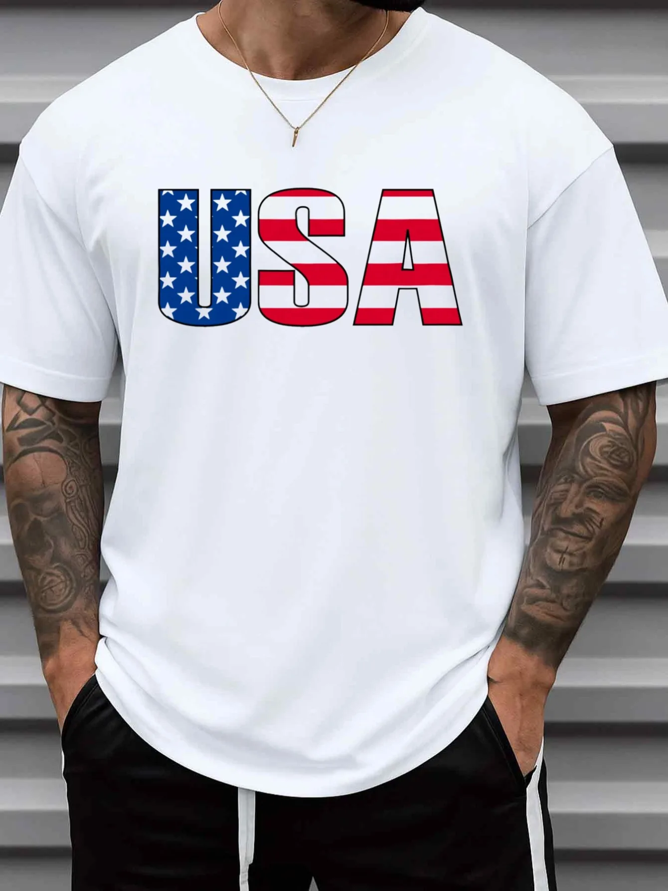2026 Trendy Street Style T-Shirt, Fashionable Print, Exquisite Appearance, Soft and Comfortable Material, High Quality, Suitable for Young Americans to Wear on Independence Day (July 4Th)