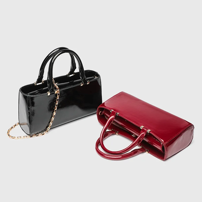 

Women's Handbag PU Leather Glossy Small Square Bag Premium High-End Messenger Shoulder Bags Trendy Popular Top-Handle Clutches