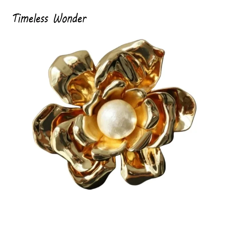 Timeless Wonder Fancy Geo Pearl Floral Brooch Pins for Women Designer Jewelry Runway Rare Luxury Gift Top Rare Cute 2328