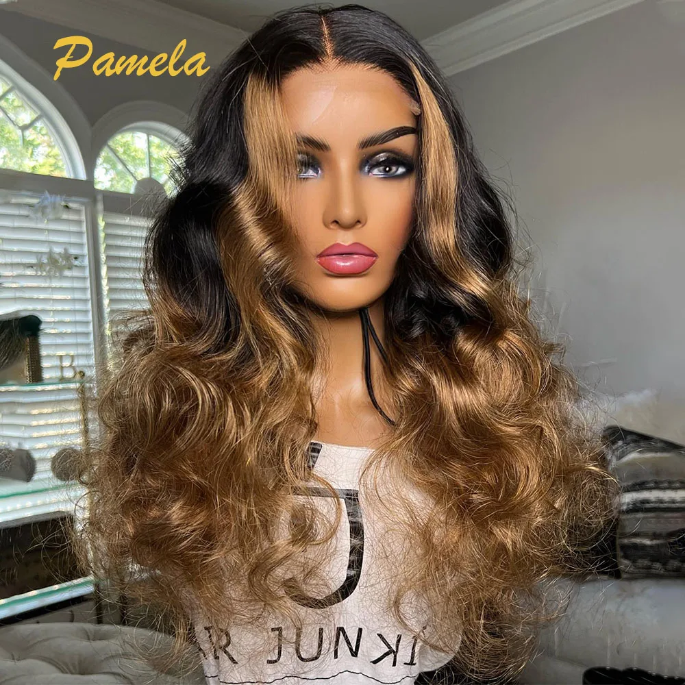 

Body Wave Wear and Go Glueless Human Hair Wigs 250% Density Ombre 1B 30 Colored 13x4 HD Transparent Lace Frontal Wigs For Women