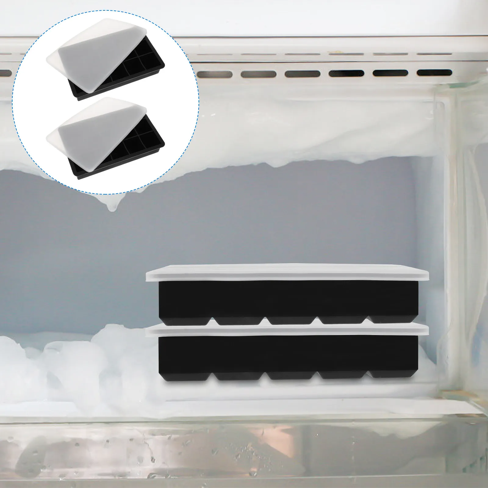 2Pcs Silicone Ice Cube Molds Food Grade Non Stick Bpa Free for Cocktails Whiskey Iced Coffee Summer Party Ice Making Supplies