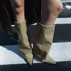 2024 European and American Pointed Rhinestone Pants and Boots, Women's Fashion Luxury High Heel Boots Short Boots