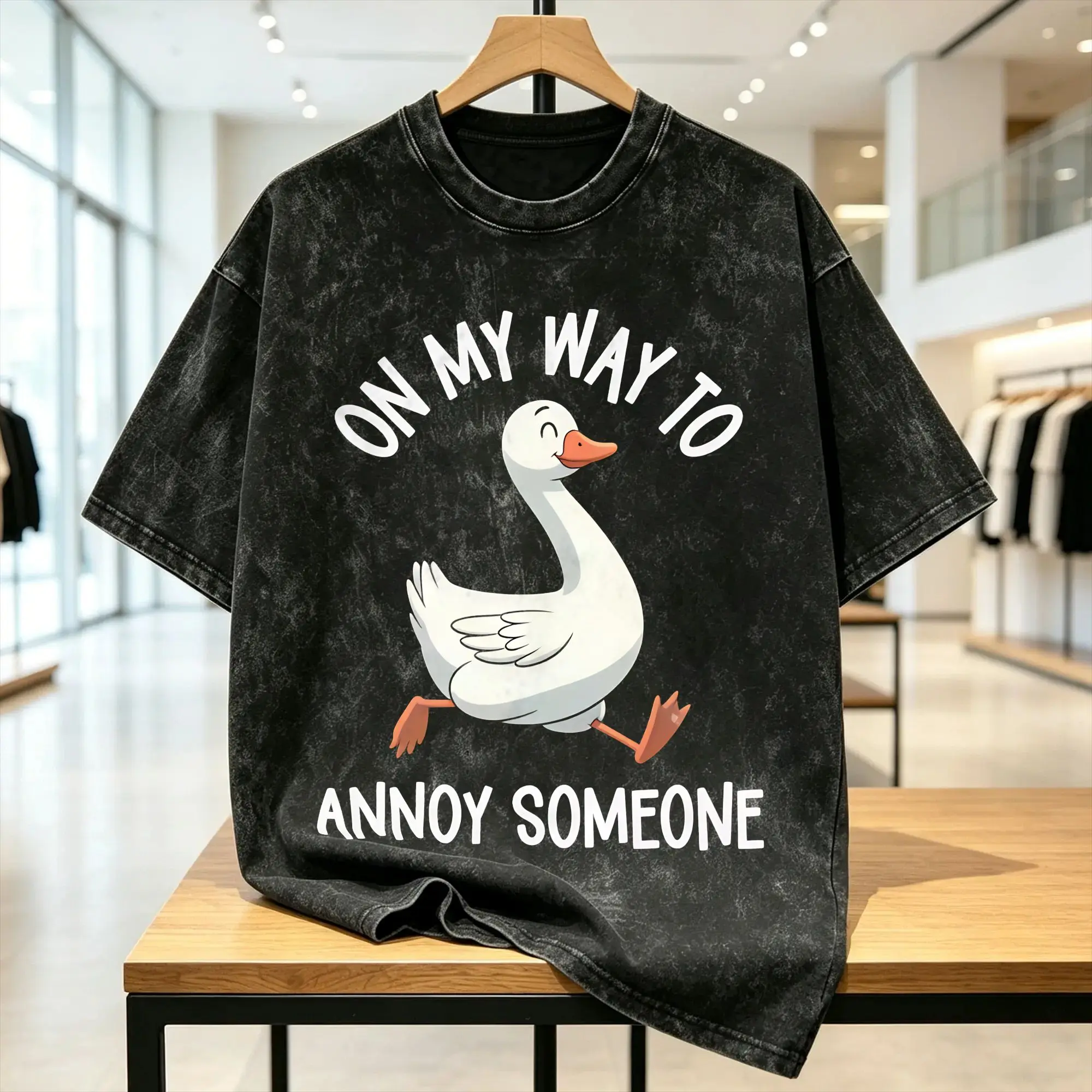 Funny Duck Graphic T-Shirt On my way to annoy someone Hippie T-Shirts Y2K Retro Tops Summer Casual Crew Neck Big Size Tees