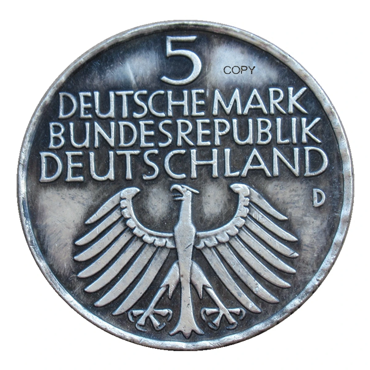 Reproduction Germany 5 Reichsmark 1952 D Mint Silver Plated Decorative Commemorative Coin