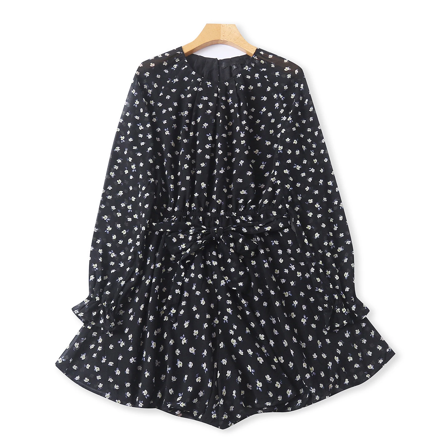 

Женские летние шифоновые брюки-комбинезон с круглым вырезом, цветочным принтом, свободного кроя, с завышенной талией, прямые, укороченные