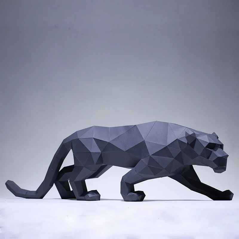 Black Panther Paper Model Home Room Ornaments DIY Origami 3D Geometric Papercraft Hallway Decor Sculpture Props Handmade Puzzles