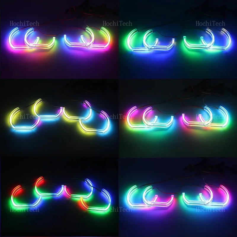 لسيارات BMW 3 Series E90 E91 الصالون بجولة 2005-08 DTM نمط LED عيون الملاك عدة حلقة وامض RGB APP التحكم مصابيح المصباح
