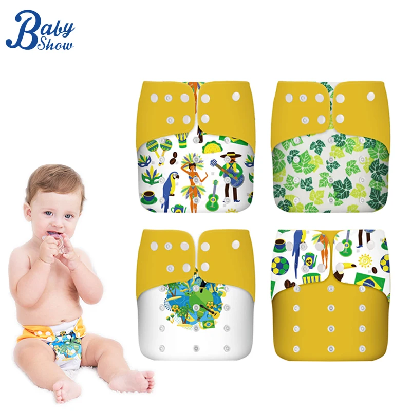 4pcs/Set Ecological Cloth Diaper for Baby Reusable Waterproof  Kid Toilet Training Panties Adjustable Infant Pocket Diapers