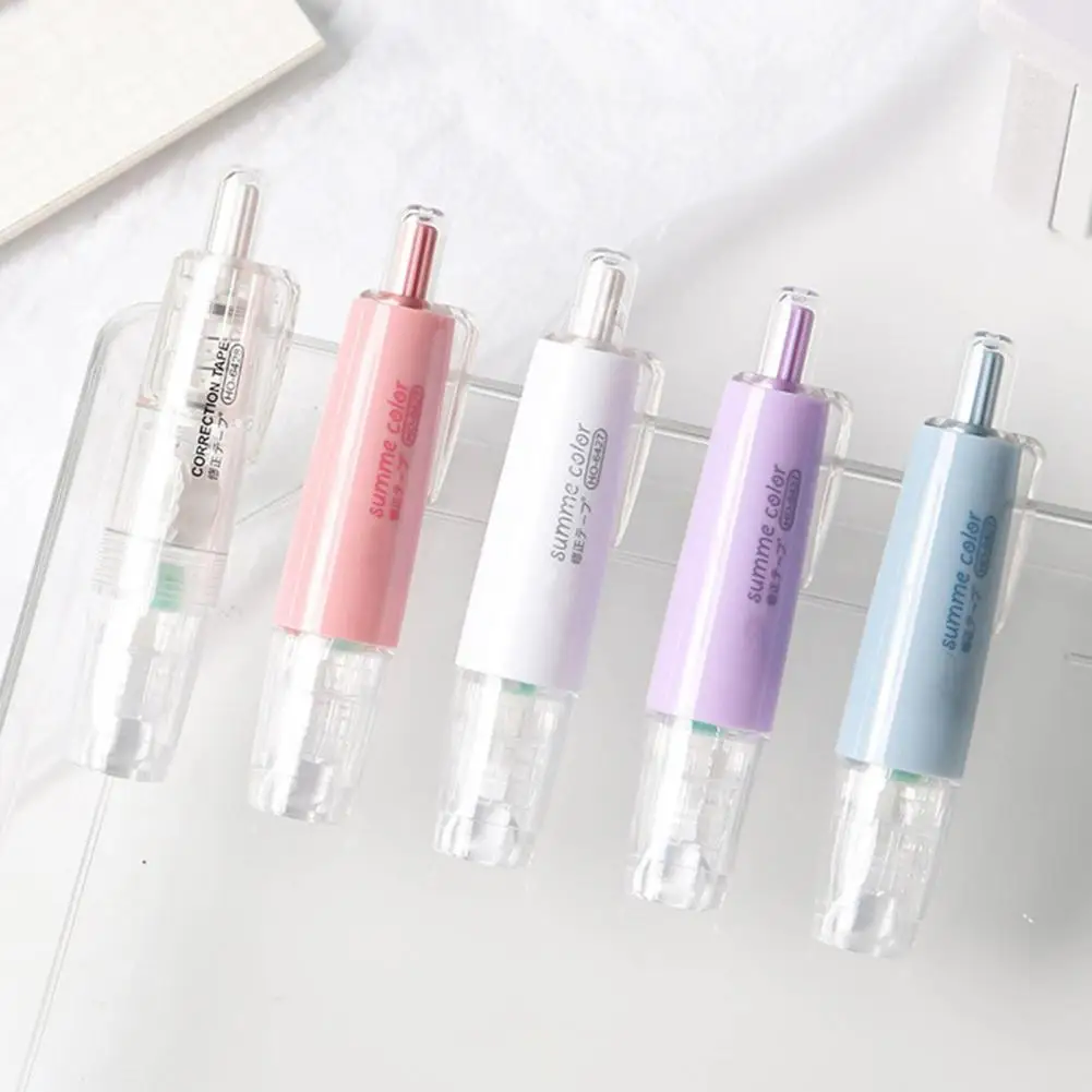 리필식 개폐식 교정 테이프, 화이트 아웃 테이프, 일본 미적, 귀여운 화이트 아웃 펜 모양 어플리케이터, 사무용품