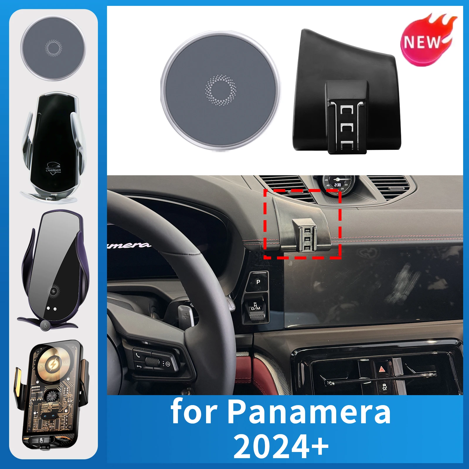 Fit for 2024 2025 Porsche Panamera Car Phone Screen Holder Magnetic Wireless Charging Car Phone Mount For MagSafe